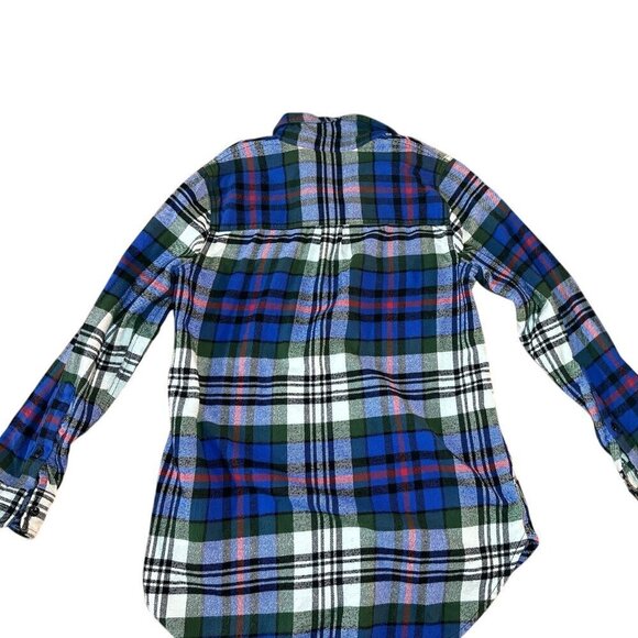 Madewell Flannel Button Down | Blue-Green Plaid | Size XS - Picture 3 of 4